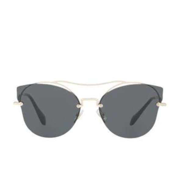 MIU MIU Black Gold Rimless Butterfly Sunglasses - Picture 1 of 3